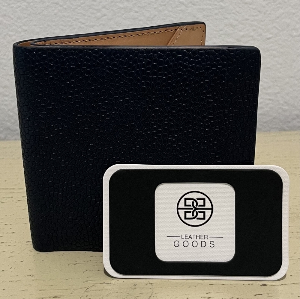 Luxury Brand Bolvaint Paris Blue Pebbled Leather Men's Wallet